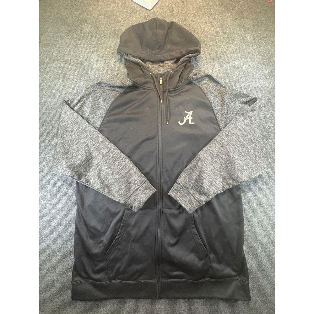 Colosseum Alabama Crimson Tide Full Zip Hoodie Mens 3XT Black Grey Raglan 1084